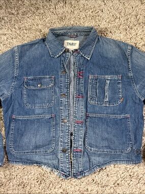 Aritzia TNA Vintage Y2K Cropped Denim Utility Chore Jacket XS/S